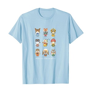 モンスターハンターワイルズ オトモアイルーとサポート部隊 Tシャツ