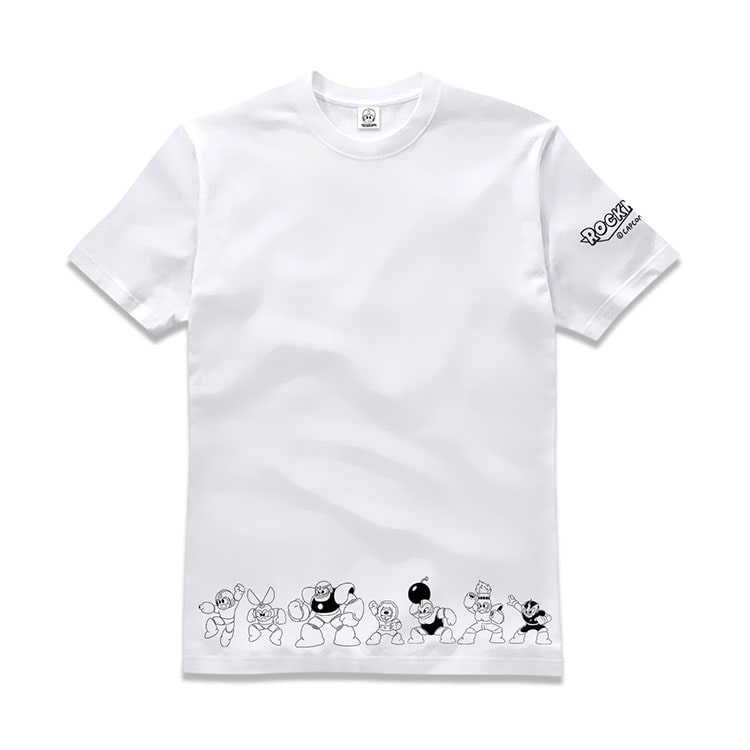 【イーカプコン限定】ロックマン クラシックデザインTシャツ ロックマンとボスキャラ/白 Lサイズ