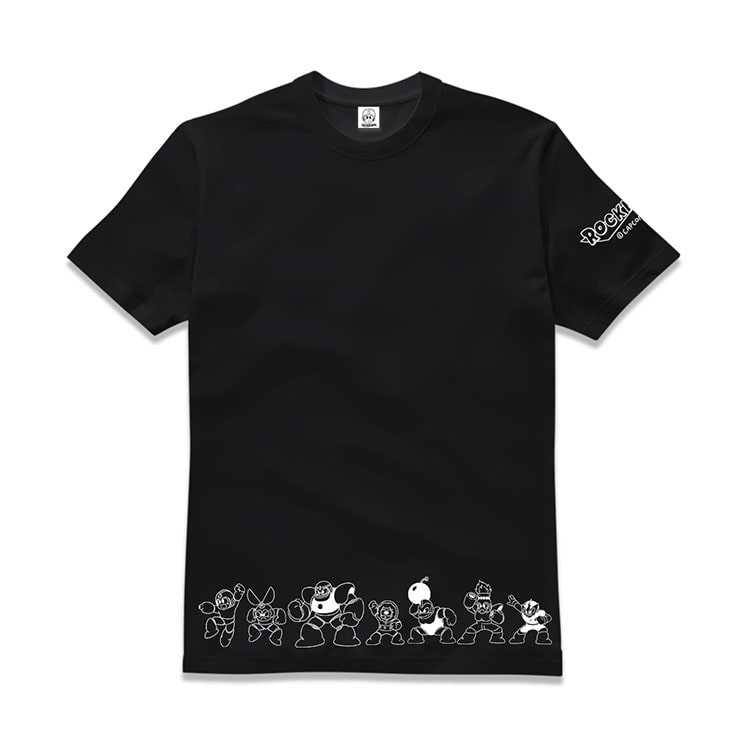 【イーカプコン限定】ロックマン クラシックデザインTシャツ ロックマンとボスキャラ/黒 Lサイズ